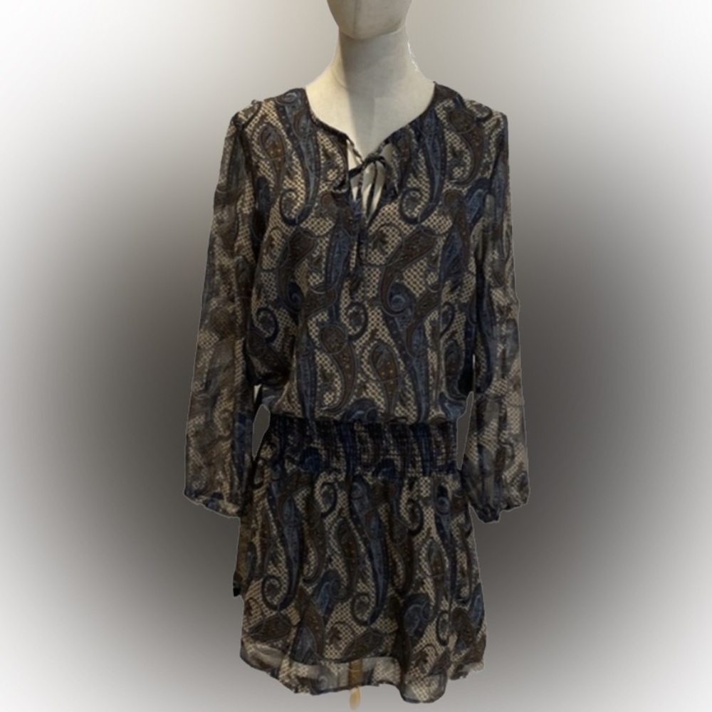 Veronica M drop waist boho paisley print stretch dress.    L